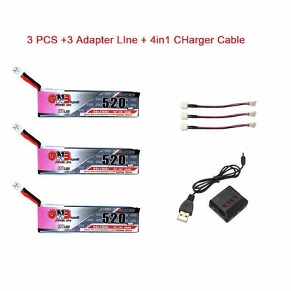 Lipo Battery 3/5PCS 3.8V 1S 520mAh 80C PH2.0 Plug Emax Tinyhawk Kingkong LDARC