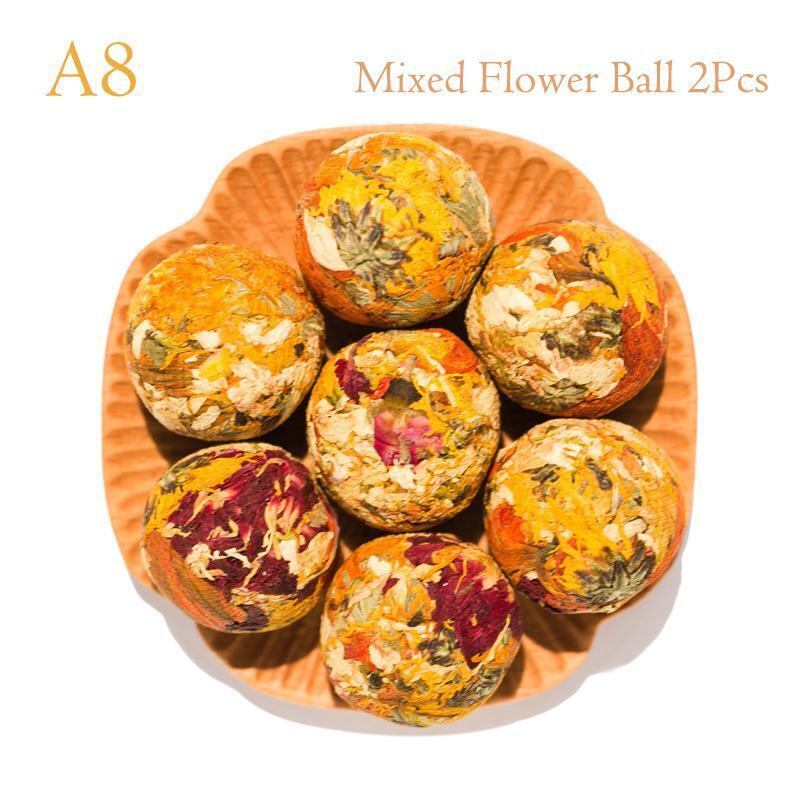 2Pcs Handmade Yunnan Tea Ball Flower Scented Jasmine Osmanthus Lily Rose Tea