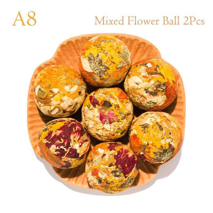 2Pcs Handmade Yunnan Tea Ball Flower Scented Jasmine Osmanthus Lily Rose Tea