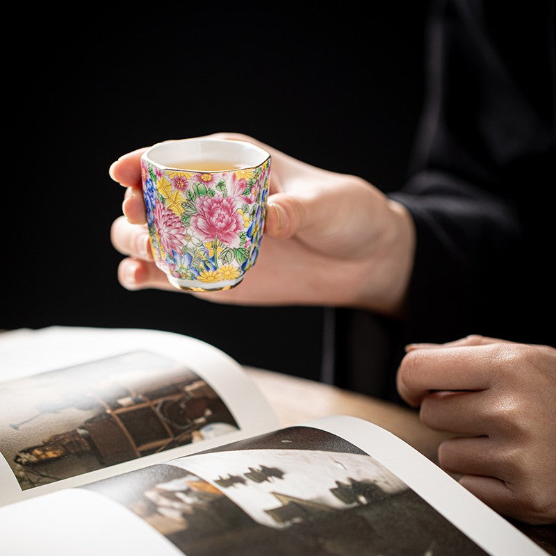 50ML Ceramic Enamel Colored Tea Cup Owner's Tasting Cup Tea Set Supplies