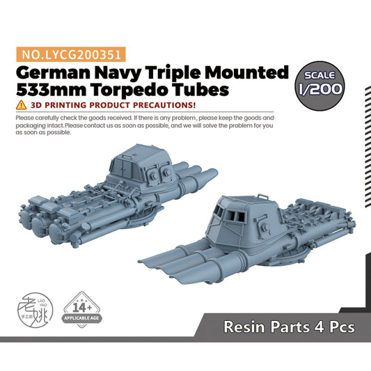 1/200 Model Upgrade Parts German Navy Triple Mounted 533mm Torpedo Tubes