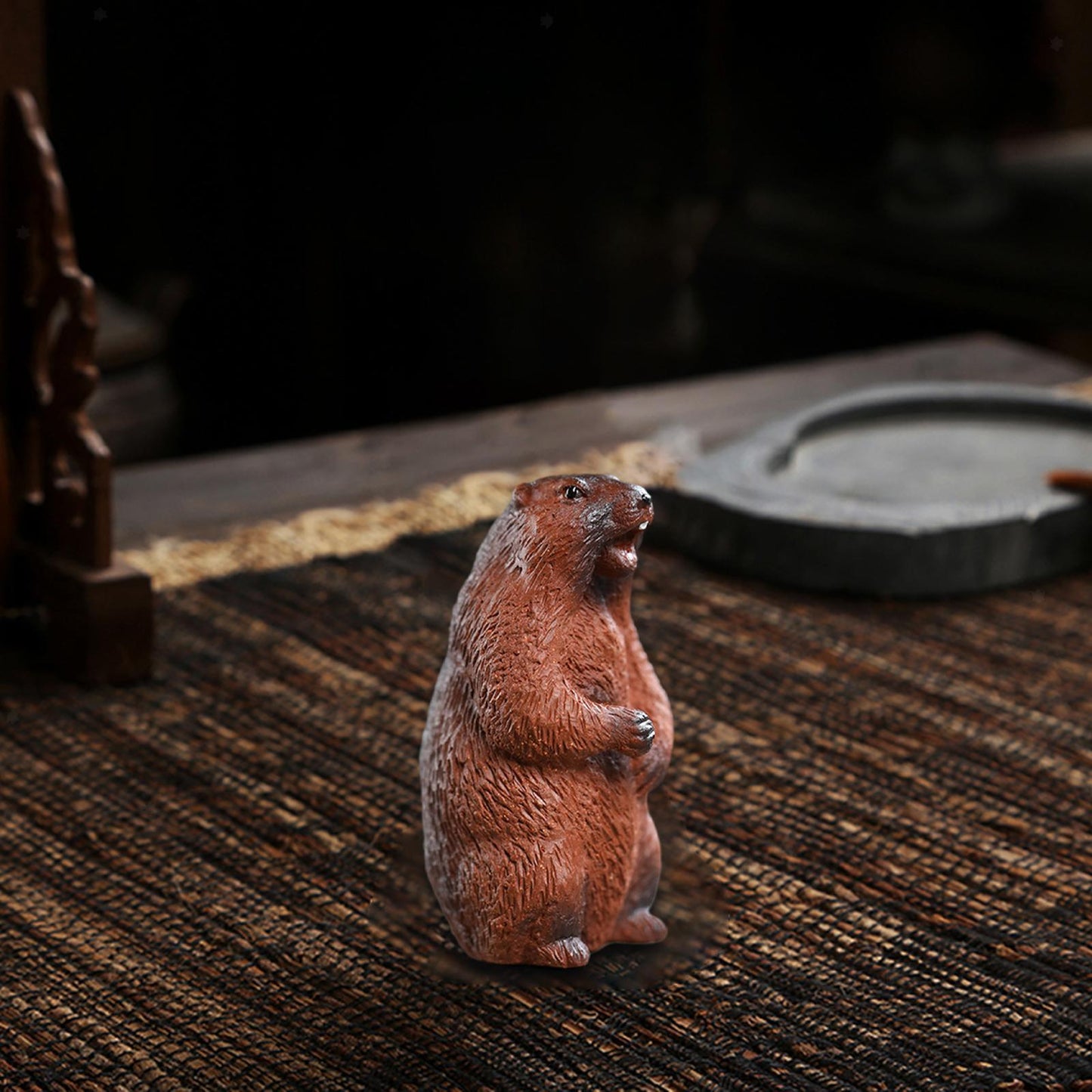 Small Prairie Dog Tea Pet Collectible Mini Tea Pet for Bookshelf Yoga Office