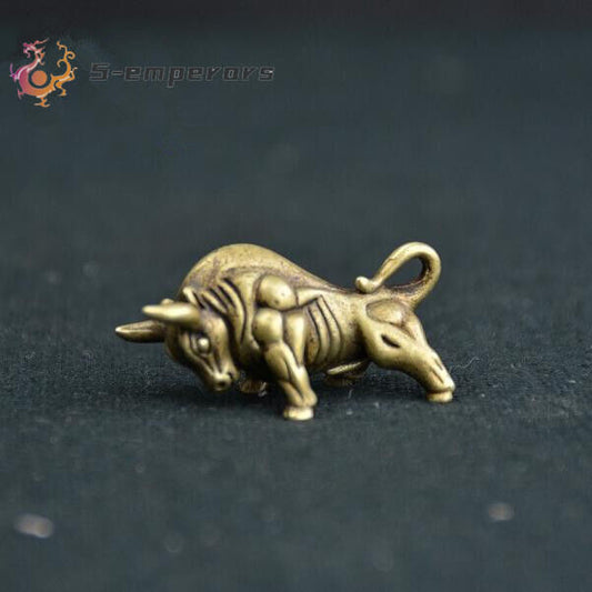 Chinese Pure brass Wall Street bull small statue
