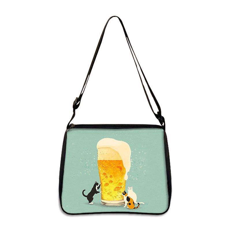 Funny Cat Cosplay Messenger Bag Handbag Canvas Underarm Shoulder Bags Crossbody