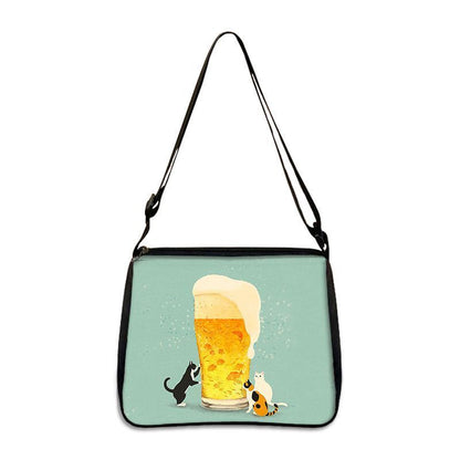 Funny Cat Cosplay Messenger Bag Handbag Canvas Underarm Shoulder Bags Crossbody