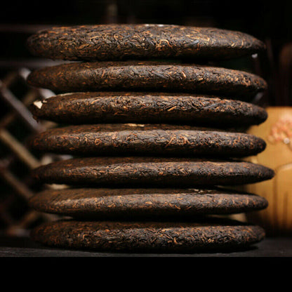 2499g 7 Cakes Ripe Pu Erh Black Tea Chinese Yunnan Pure Ruyi Qizi Pu'er Tea Cake
