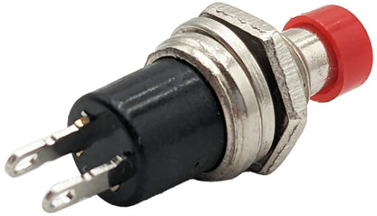 10 Pack Normally Open Momentary Switch w\ Round Red Button, 2-Pin Solder Lug