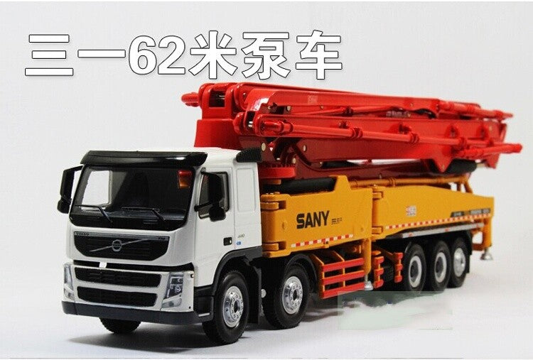 1:50 SANY 62M Concrete Pump Truck Constuction Machine Equipment Diecast Model