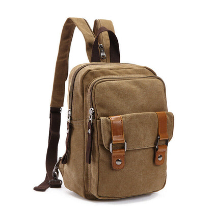 Men's Canvas Convertible Small Mini Backpack Rucksack Chest Pack Sling Bag