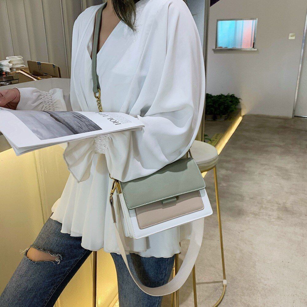 Crossbody Bag Handbag Flap Bags Simple Shoulder Purse Luxury Polyester Brown 1PC