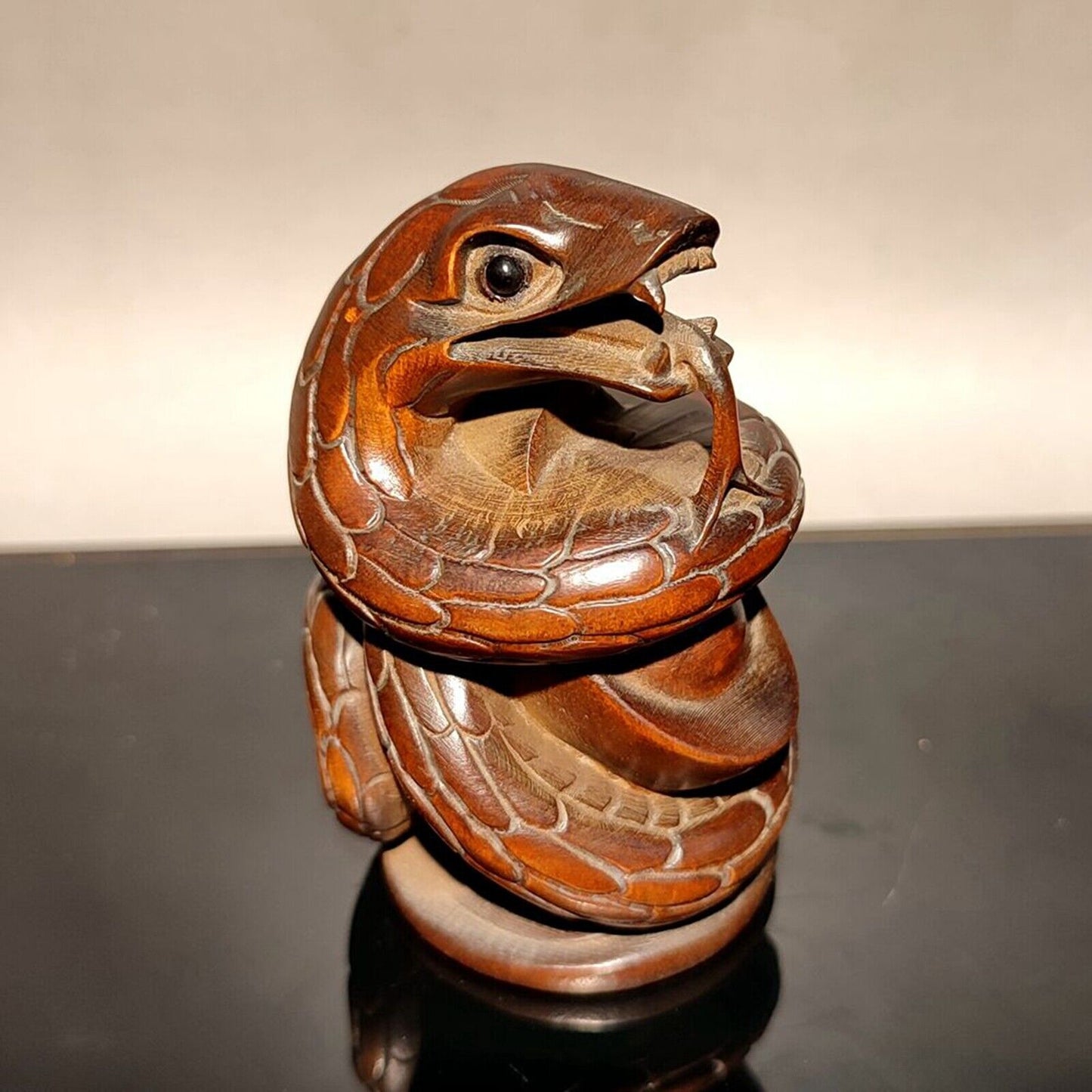 sculpture carving home decor living room wood carvings wooden scary snake statue