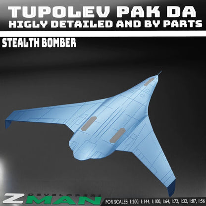 1/200 Russian Tupolev PAK-DA Stealth Bomber Unpainted Assembly Model 3D Printed
