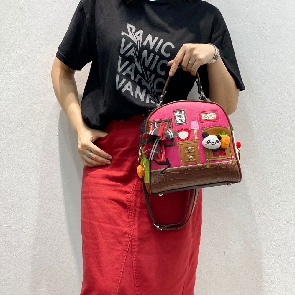 Synthetic Leather Patchwork Embroidery Shoulder Bag Messenger Handbag 23*24*15CM