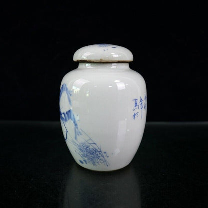 Old Chinese Pots Blue and White Porcelain Hand Painted Shrimp Jar