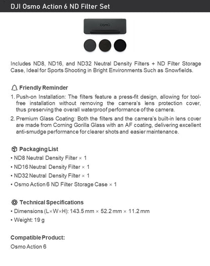 DJI Osmo Action 6 ND Filter Set (ND8/16/32 + Case)