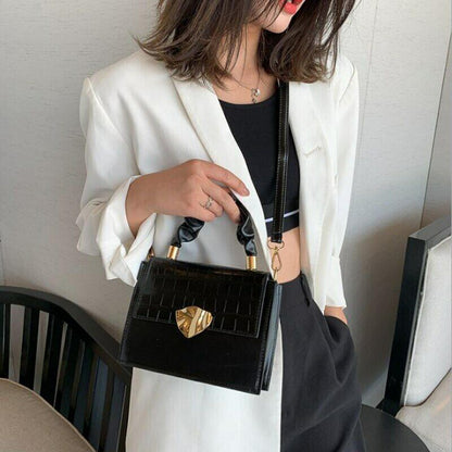 Solid Flap PU Leather Shoulder Bags Stone Pattern Crossbody Bags Female Fashion