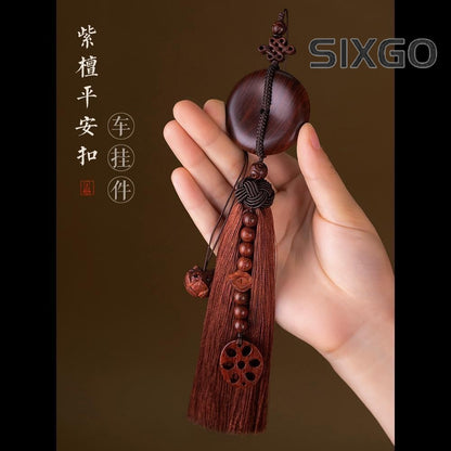 Rosewood Car Charm Buddhist Amulet Car Decor Hanging Ornament