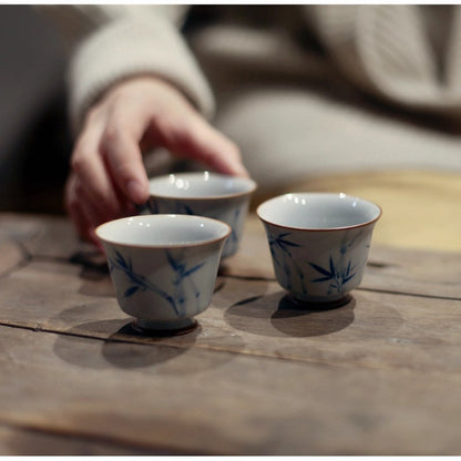 80ML Underglaze Color Antique Glaze Qingfeng Zhuyi Ceramic Covered Bowl Tea Set