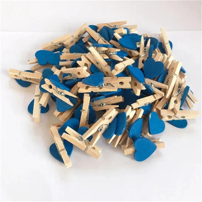 Craft Clothespin 50Pcs Wooden Clips Love Heart Pegs DIY Wedding Venue Decoration