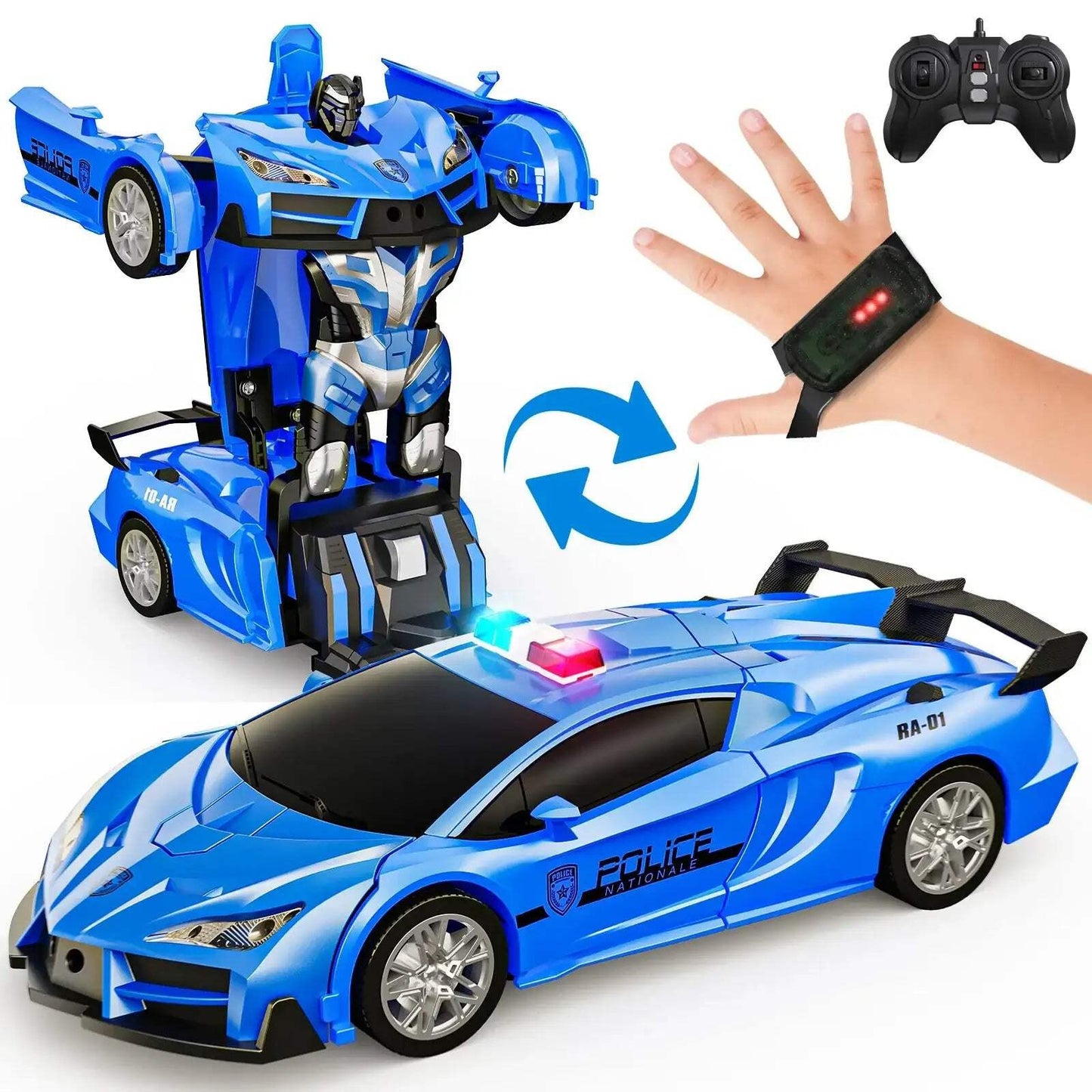 Gesture RC Police Car LED Transforming Robot Toy
