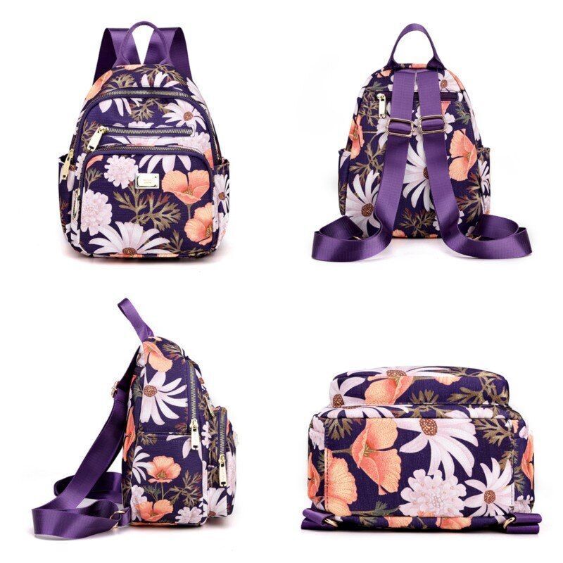Soft Nylon Small Backpack School Bags Polyester 17*10*28 CM Softback Floral 1 PC