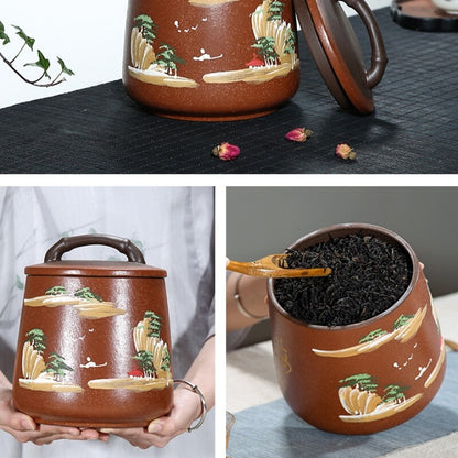 China Tea Caddy True Yixing Zisha Sealed Canister & Lid Handmade For Loose Tea