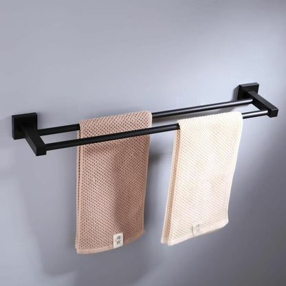 Towel Bars Bathroom Hanger 55CM Matte Black Double Space Aluminum Accessories
