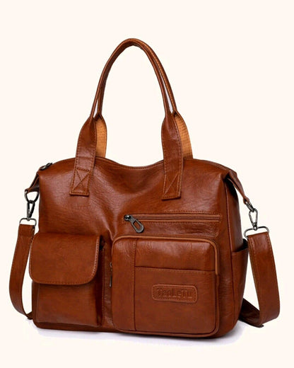 Leather Crossbody Bag For Women Large Shoulder Handbag Satchel Bags 14" (Brown)