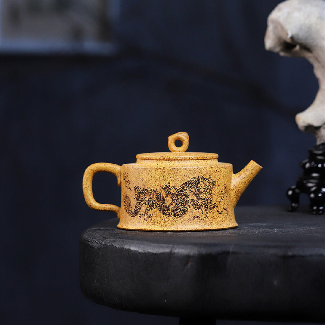 Handmade Tea Pot With 10 Infuser Holes Dragon Design Real Yixing Zisha Duan Clay