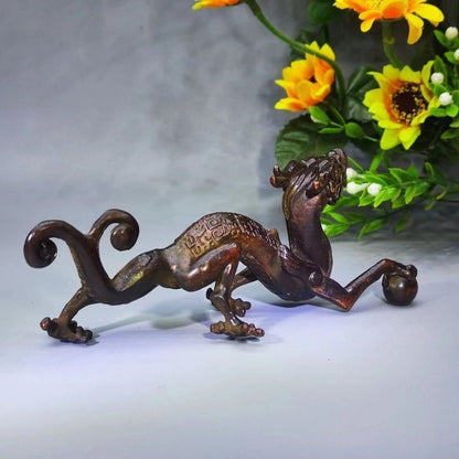 Rare Chinese Bronze Animal Statue dragon Tabletop Figurine Home Decor Gifts