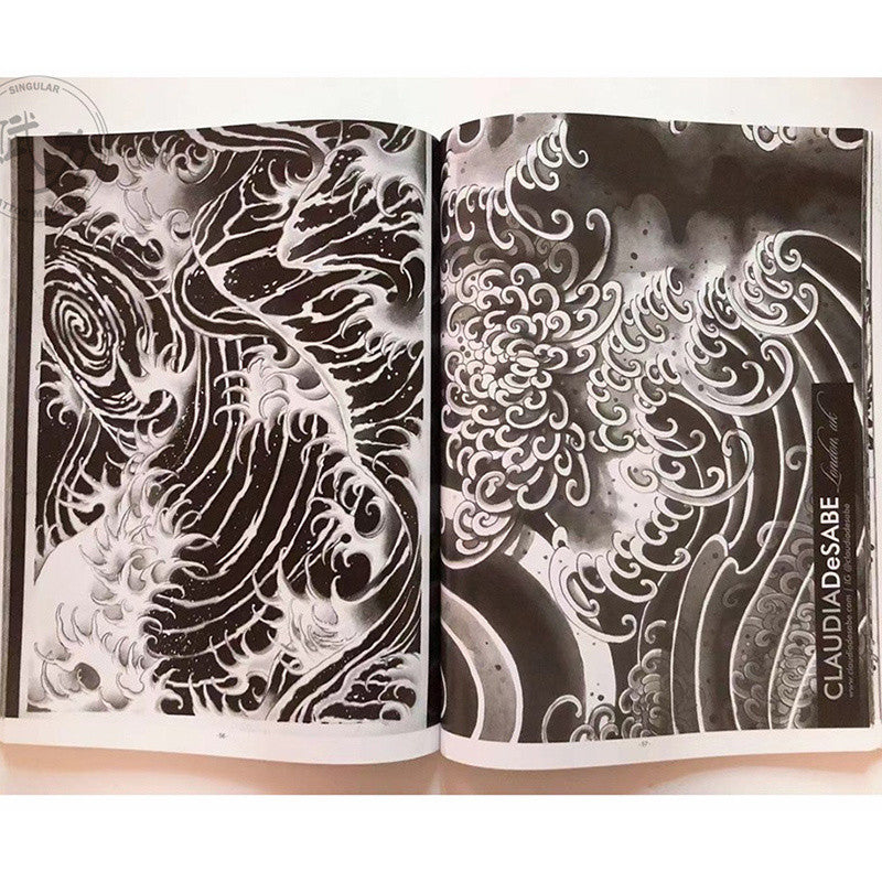 New Traditional Tattoo Flash Book Waves Manuscript Arms Legs Art Tattoo Book
