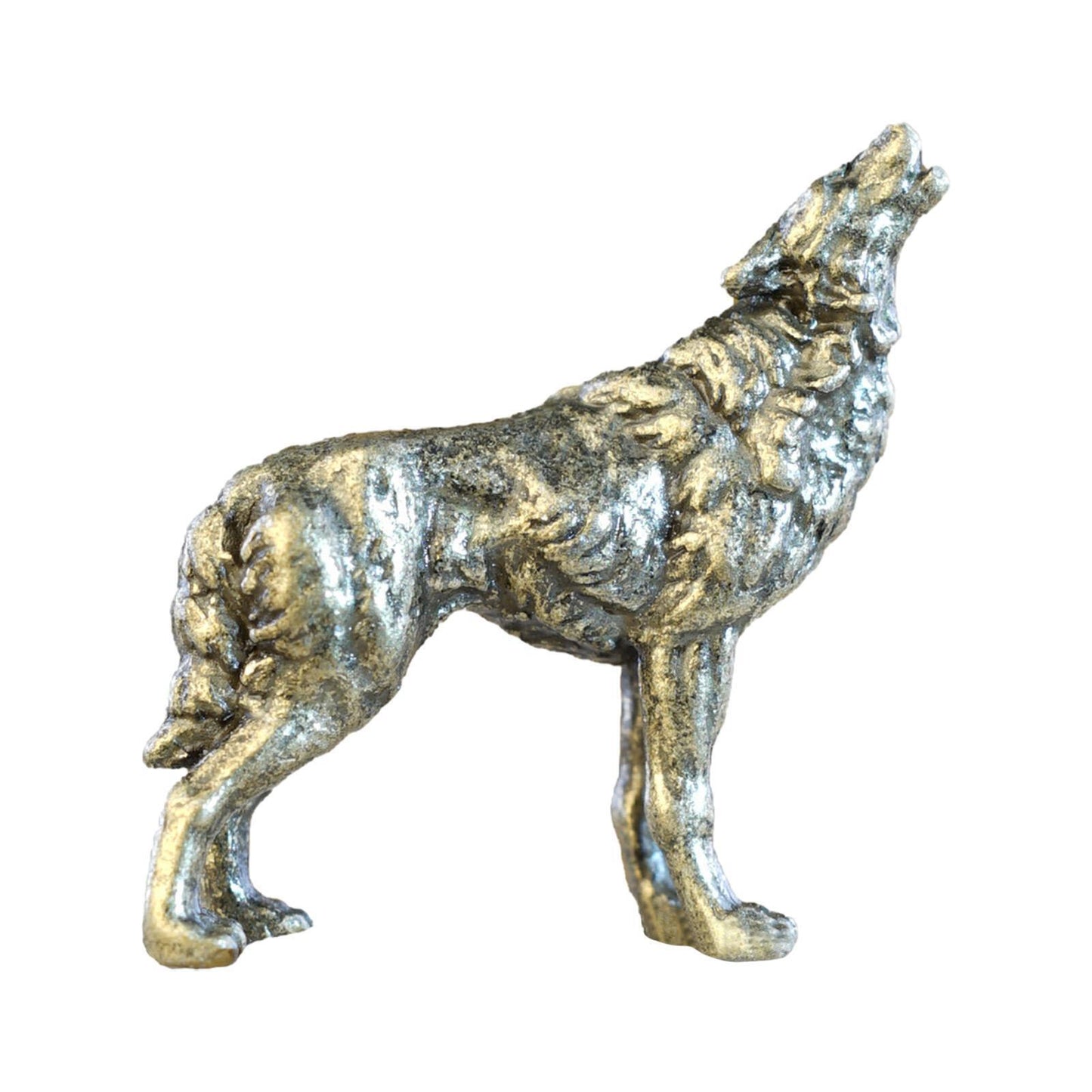 Copper Alloy Wolf Statue Small Lifelike Home Decor for Sand Table Bedroom