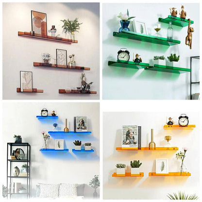 Wall Shelf Acrylic Colored Hanging Free Punching Kitchen Storage Rack 30 40 50cm