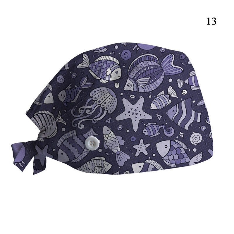Printed Surgical Cap Adjustable Nurse Cap Baotou Cap Surgical Cap Christmas Hat