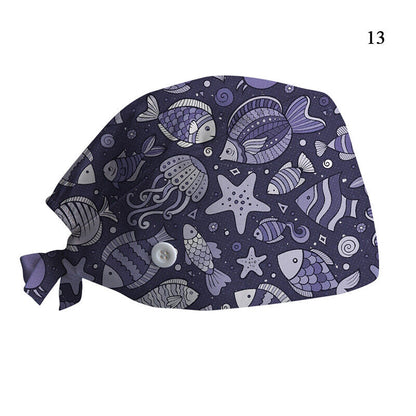 Printed Surgical Cap Adjustable Nurse Cap Baotou Cap Surgical Cap Christmas Hat