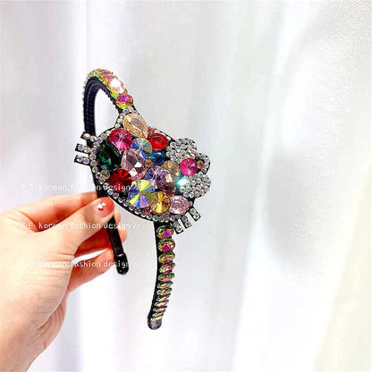 Women Headband Vintage Baroque Flower Big Diamond Luxury Fashion Party Hairbands