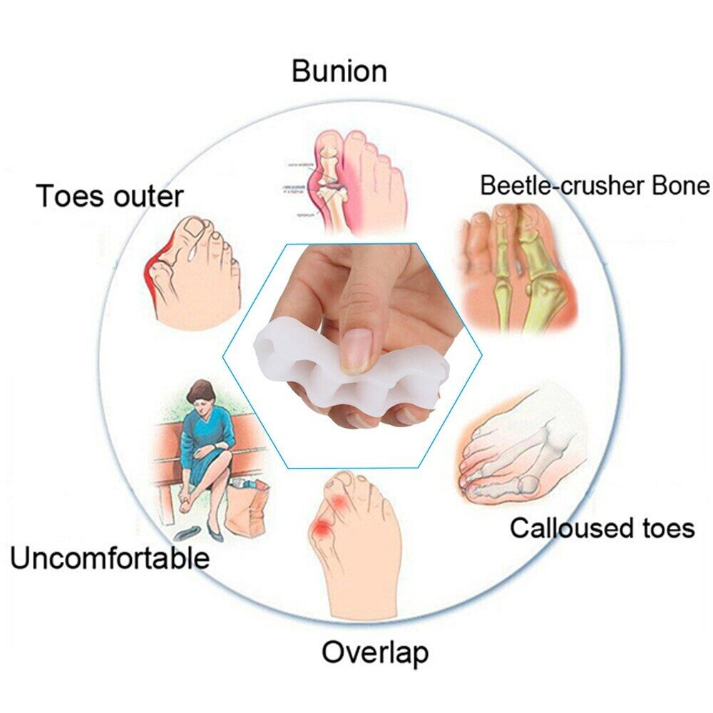 1Pair Silicone Foot Care Gel Bunion Protector Toe Separator Straightener Spreade