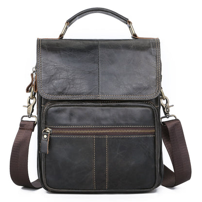 100% Genuine Leather Men's Sling Shoulder/Messenger Bag Double Zipper 8" Handbag