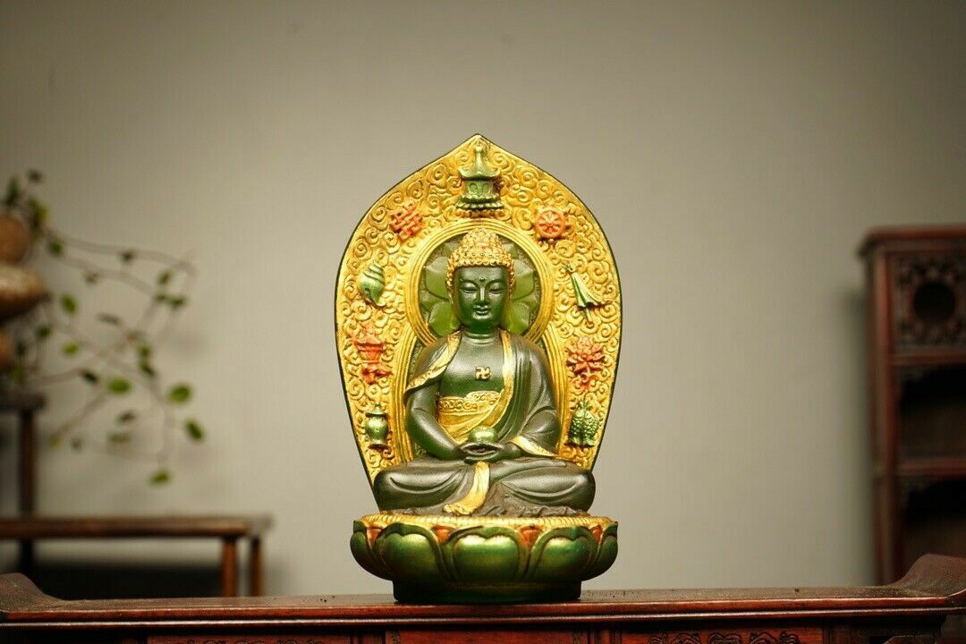 Chinese Old Beijing Glaze Gilded Handmade Exquisite Buddha Statue