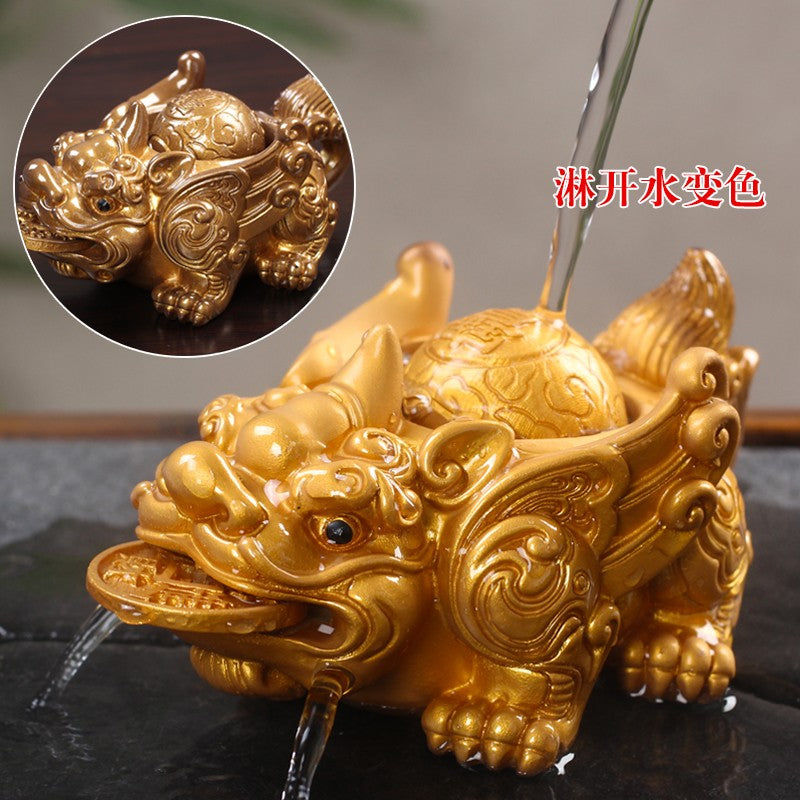 Color Changing Tea Pet Ornament Golden Toad Tea Pet Tea Play Tea Accessories