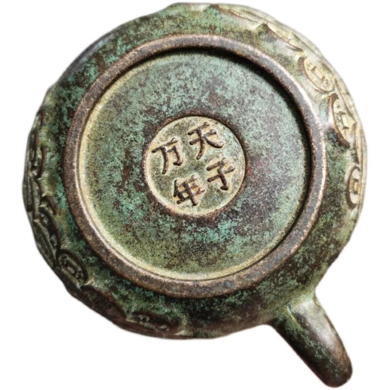 Pure Copper Embossed Copper Coin Teapot Old-fashioned Bronze Pot Ornaments