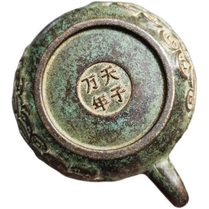 Pure Copper Embossed Copper Coin Teapot Old-fashioned Bronze Pot Ornaments