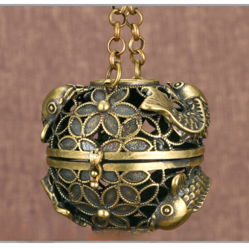Brass Incense Burner Hollow Aromatherapy Balls Censer Home Outdoor Incar Antique
