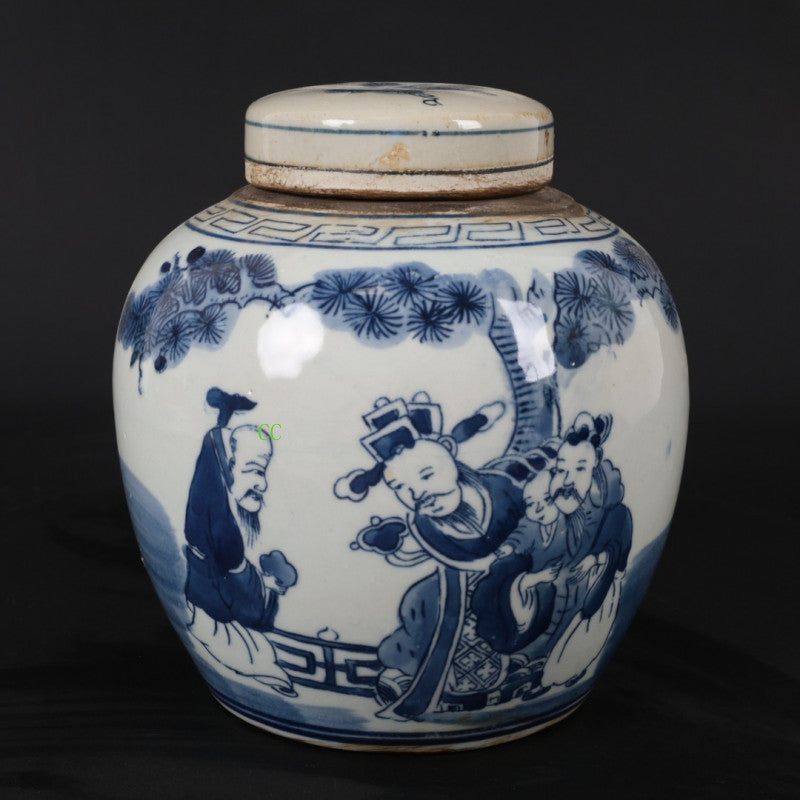 Chinese Antique Ancient Porcelain Blue and White Porcelain Jar Tea Can