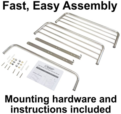 Silver 2-Tier Wall Mount Towel Rack w/ Towel Bar & Hooks, Wall Mount 22"×8"×17"