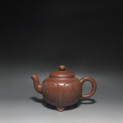 vintage chinese yixing purple clay teapot zisha ceremony carving Collectible art