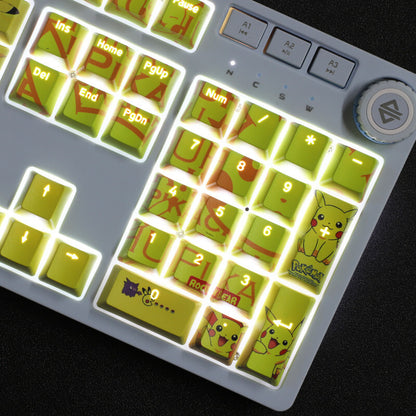New Anime Pokémon 108 Keys PBT Light Backlit Keycap Set F/Mechanical Keyboard
