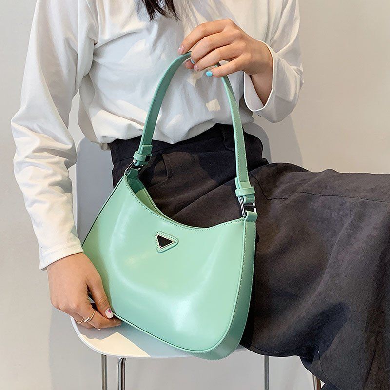 Minimalist Solid Color Leather Underarm Shoulder Bag Summer Handbag Purse Travel