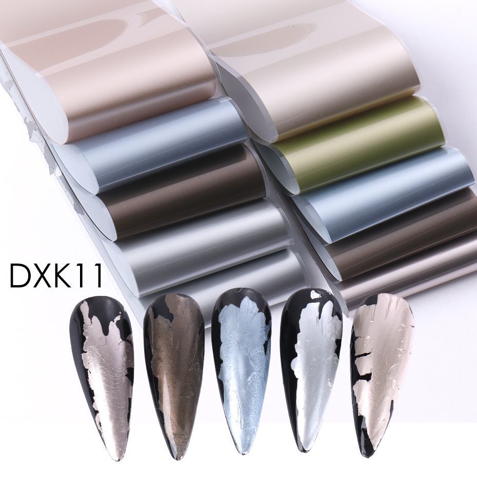 Nail Art 10Pcs Matte Metallic Foils Gold Silver Mirror Starry Paper Gel Stickers