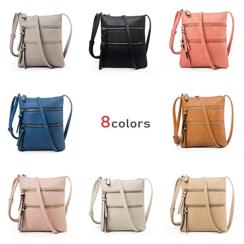 Women PU Leather Shoulder Small Neck Purse Cross Body Tote Outdoor Travel Bag